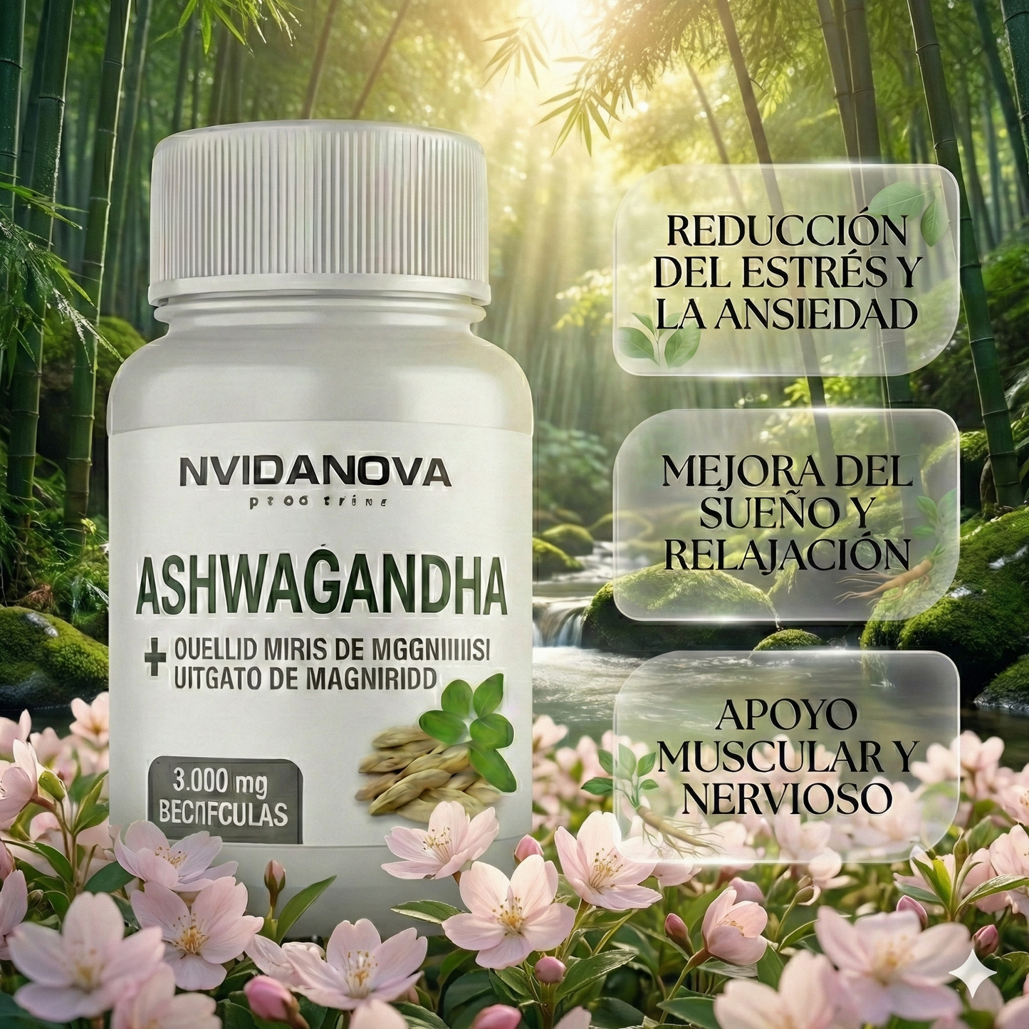 Ashwagandha + Magnesio 1000mg 60 Capsulas 🍃😀