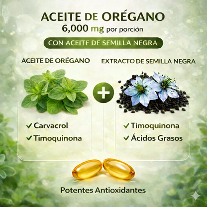 Aceite De Orégano 6000 Mg 60 capsulas💚🌿