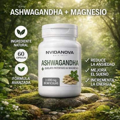 Ashwagandha + Magnesio 1000mg 60 Capsulas 🍃😀